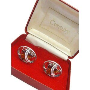 Niagara Falls Cufflinks Century Silver Tone Enamel Wedding Tux Vintage
